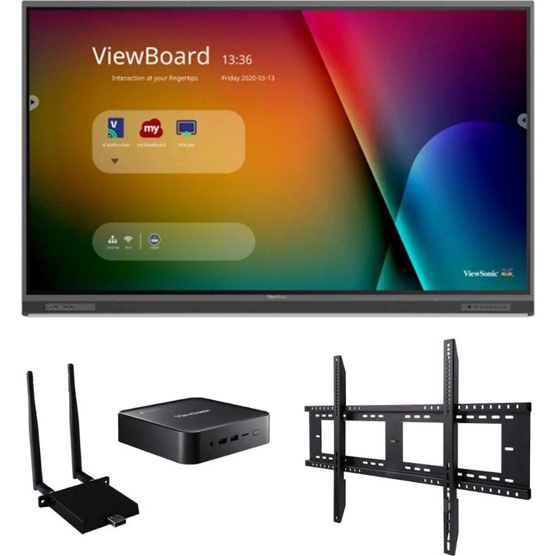 Viewsonic IFP8652-1C-C1 - 86" ViewBoard Interactive Flat Panel Bundle with Chromebox - 86" LCD - ARM Cortex A73 1.80 GHz - 4 GB - Infrared (IrDA) - Touchscreen - 16:9 Aspect Ratio - 3840 x 2160 - LED - IFP8652-1C-C1