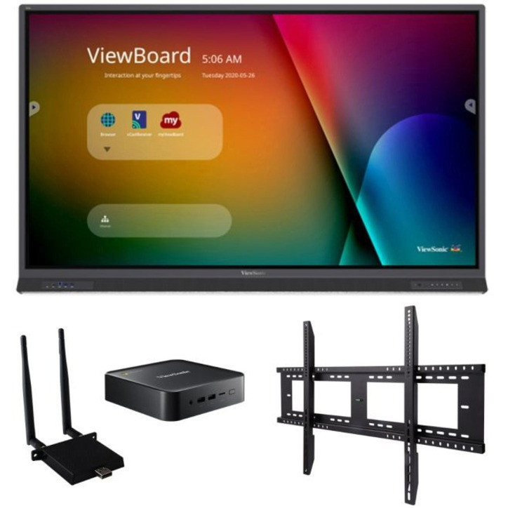 Viewsonic IFP6552-1C-C1 - 65" ViewBoard Interactive Flat Panel Bundle with Chromebox - 65" LCD - ARM Cortex A73 1.80 GHz - 4 GB - Infrared (IrDA) - Touchscreen - 16:9 Aspect Ratio - 3840 x 2160 - LED - IFP6552-1C-C1