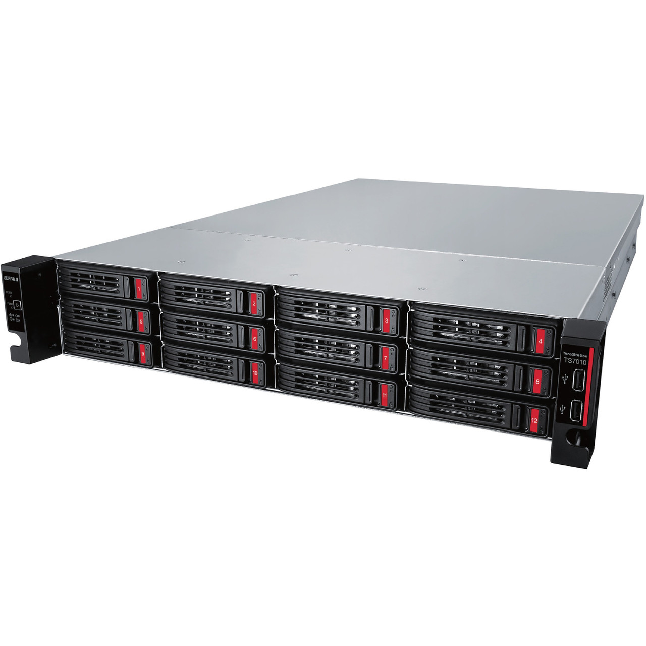 Buffalo TeraStation 71210RH SAN/NAS Storage System - Intel Xeon D-1713NT Quad-core (4 Core) 2.20 GHz - 12 x HDD Supported - 240 TB Supported HDD Capacity - 4 x HDD Installed - 48 TB Installed HDD Capacity - TS71210RH4804
