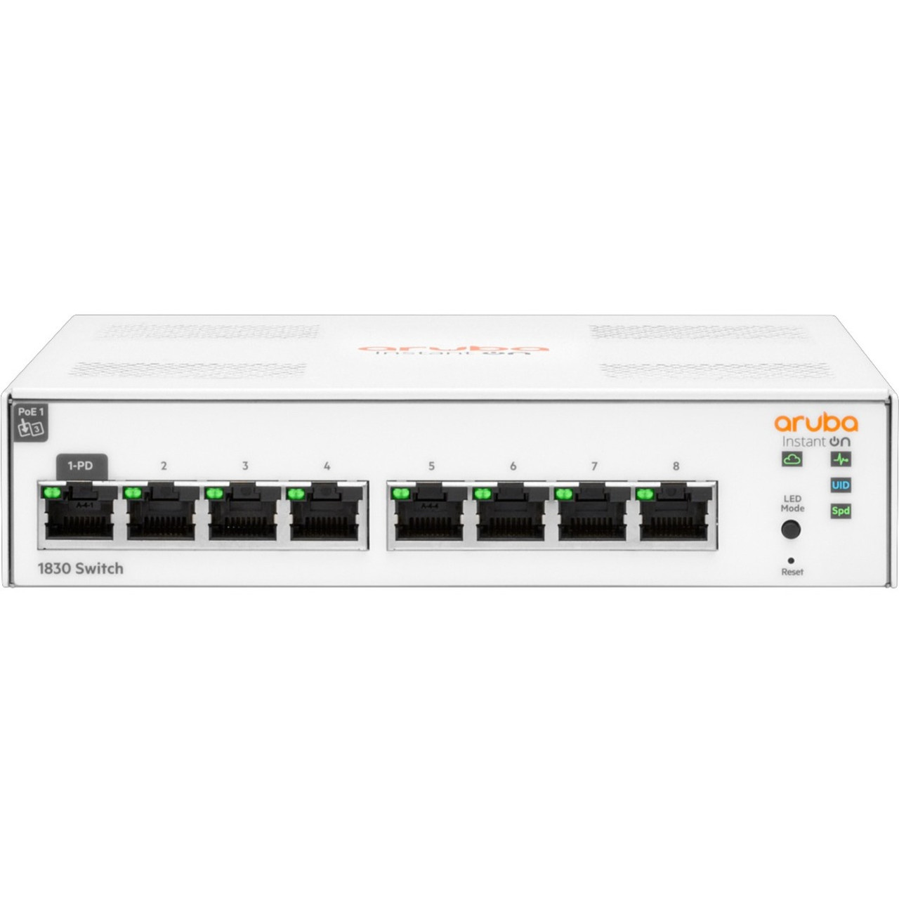HPE Instant On 1830 8G Switch - 8 Ports - Manageable - Gigabit Ethernet - 10/100/1000Base-T - 2 Layer Supported 5.90 W Power Consumption - JL810A#ABB