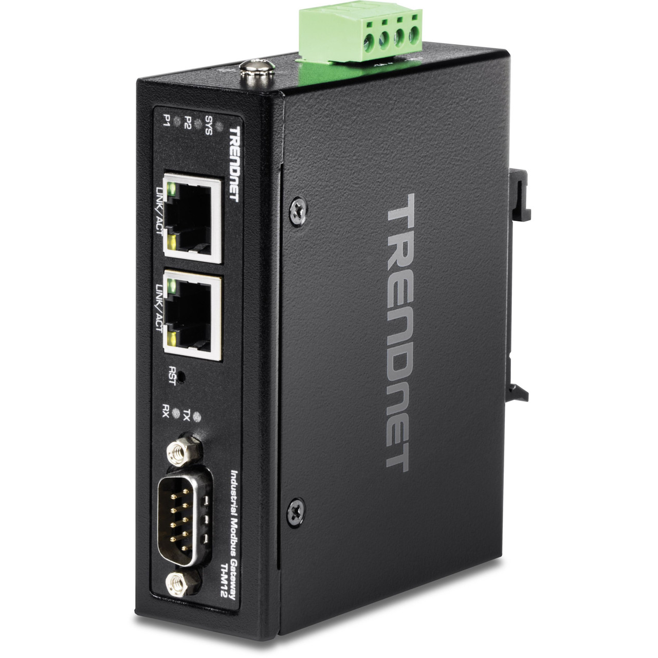 Trendnet 1-Port Fast Ethernet Industrial Modbus Gateway, 1 x Serial DB-9 Port, 2 x Fast Ethernet Ports, Up to 100m (328 ft), IP30 Rated Housing, Extreme Temperature Protection, Black, TI-M12 - TI-M12 Trendnet 1-Port Fast Ethernet Industrial Modbus Gateway, 1 x Serial DB-9 Port, 2 x Fast Ethernet Ports, Up to 100m (328 ft), IP30 Rated Housing, Extreme Temperature Protection, Black, TI-M12 - TI-M12