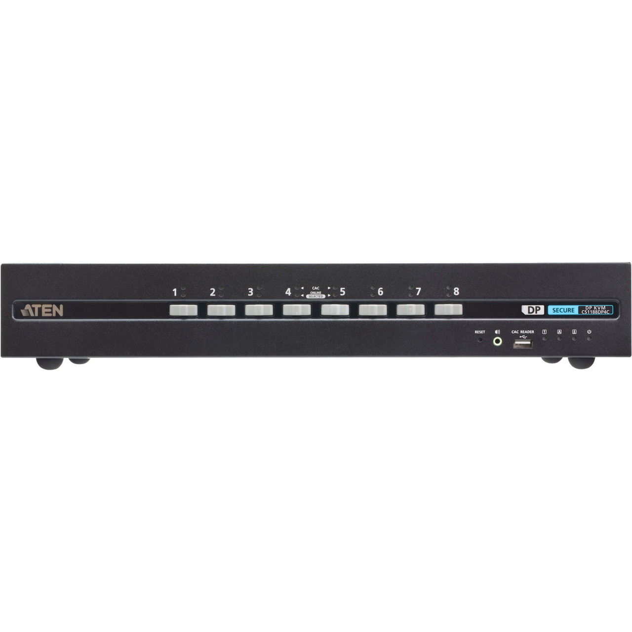 Aten 8-Port USB DisplayPort Secure KVM Switch with CAC (PSD PP v4.0 Compliant) - 8 Computer(s) - 1 Local User(s) - 3840 x 2160 - 50 Hz, 60 Hz - 19 x USB - Desktop - 9 x DisplayPort - CS1188DP4C