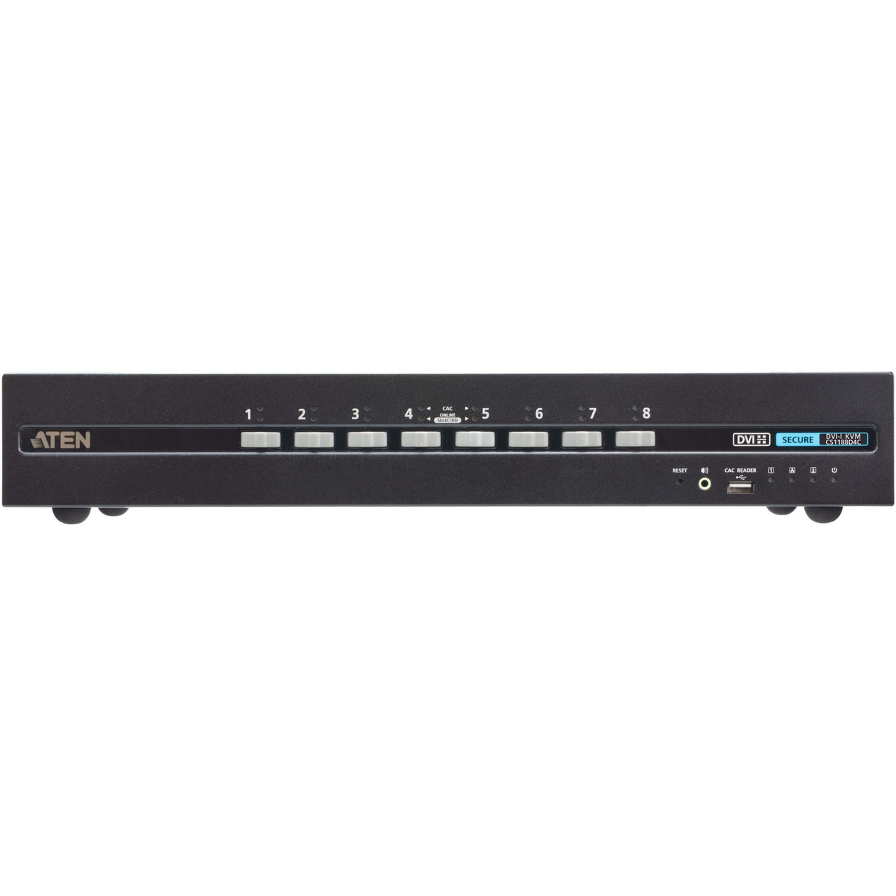 Aten 8-Port USB DVI Secure KVM Switch with CAC (PSD PP v4.0 Compliant) - 8 Computer(s) - 1 Local User(s) - 3840 x 2160 - 50 Hz, 60 Hz - 19 x USB - 9 x DVI - Desktop - CS1188D4C Aten 8-Port USB DVI Secure KVM Switch with CAC (PSD PP v4.0 Compliant) - 8 Computer(s) - 1 Local User(s) - 3840 x 2160 - 50 Hz, 60 Hz - 19 x USB - 9 x DVI - Desktop - CS1188D4C