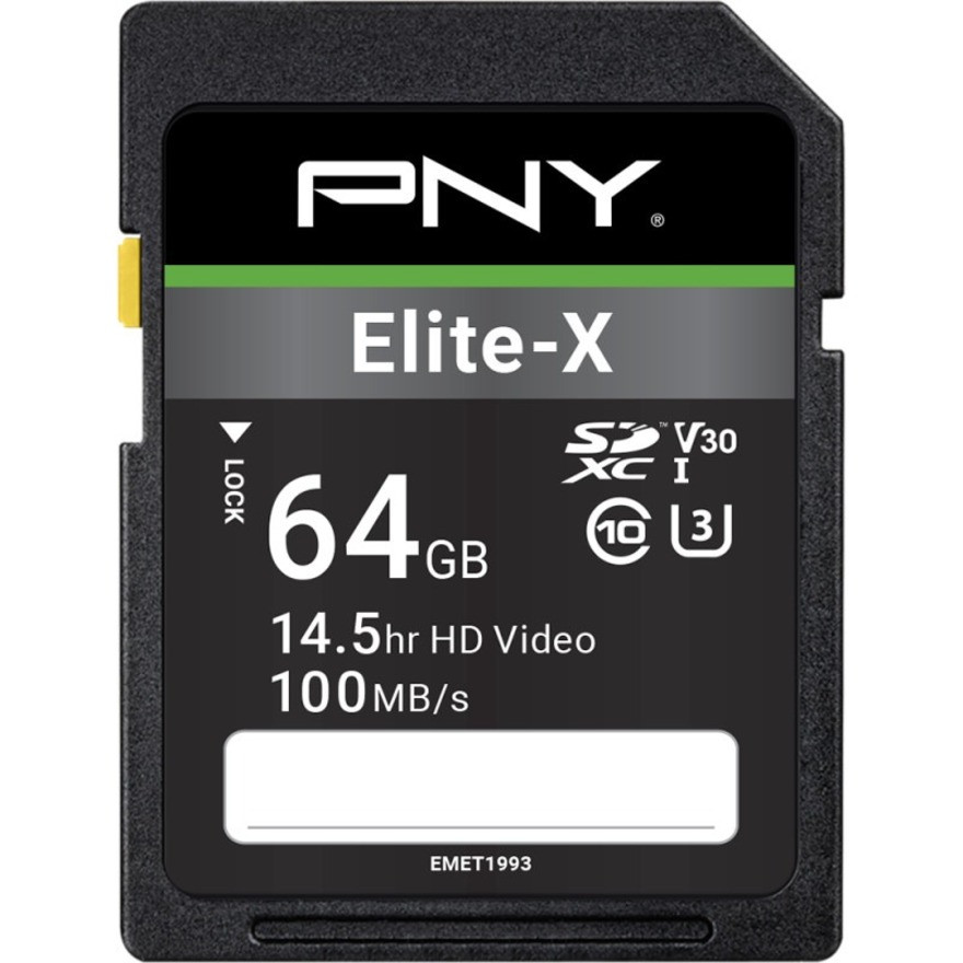 PNY Elite-X 64 GB Class 10/UHS-I (U3) SDXC - P-SD64GU3100EX-GE
