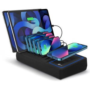 SIIG 10-Port USB-A/C & Wireless Charging Station - 150W - Allows you to power and charge up to 6 USB-A & 4 USB-C devices and Wireless charging enabled phone simultaneously, total Charging output 150W - AC-PW1R11-S1
