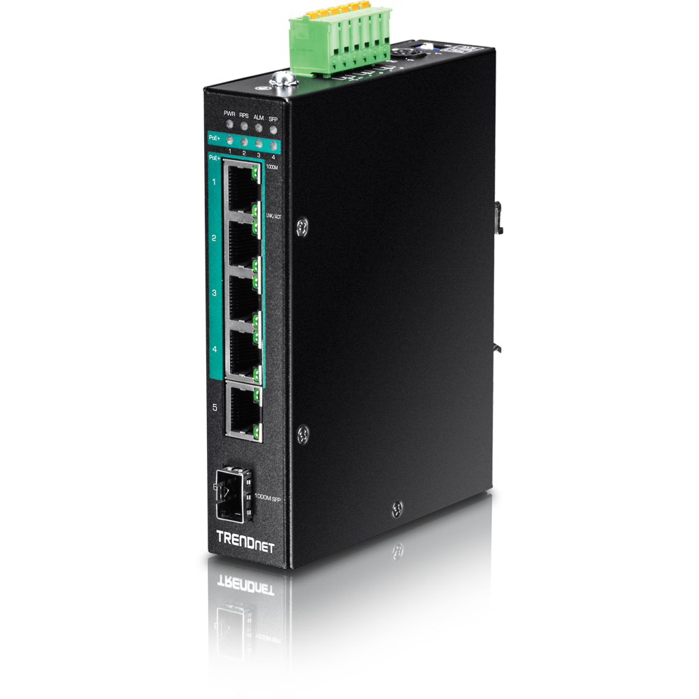 Trendnet 6-Port Hardened Industrial Gigabit Poe+ Layer 2 Managed Din-Rail Switch, Limited Lifetime Warranty - TI-PG541I