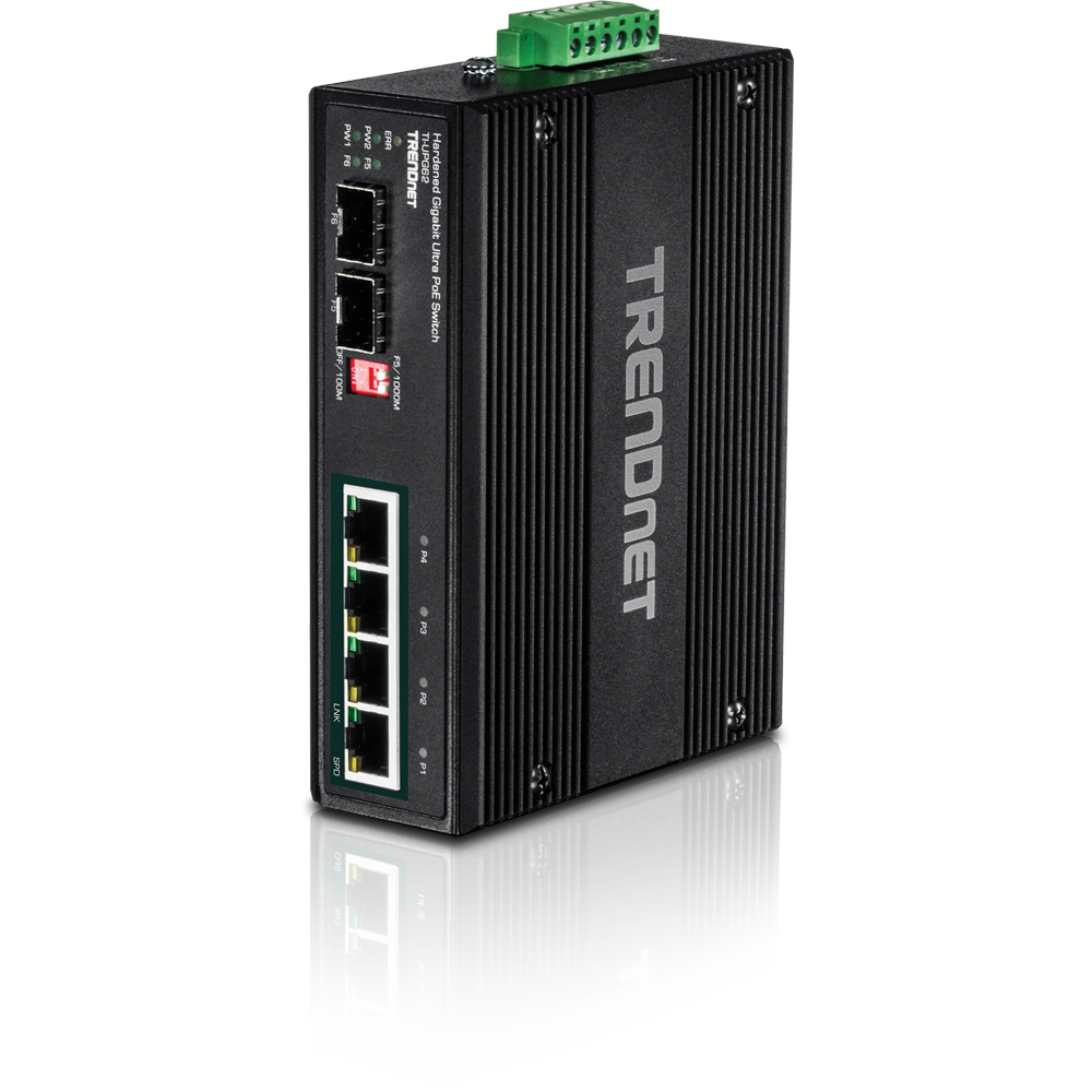 Trendnet 6-Port Hardened Industrial Gigabit Ultra Poe Din-Rail Switch, Limited Lifetime Warranty - TI-UPG62