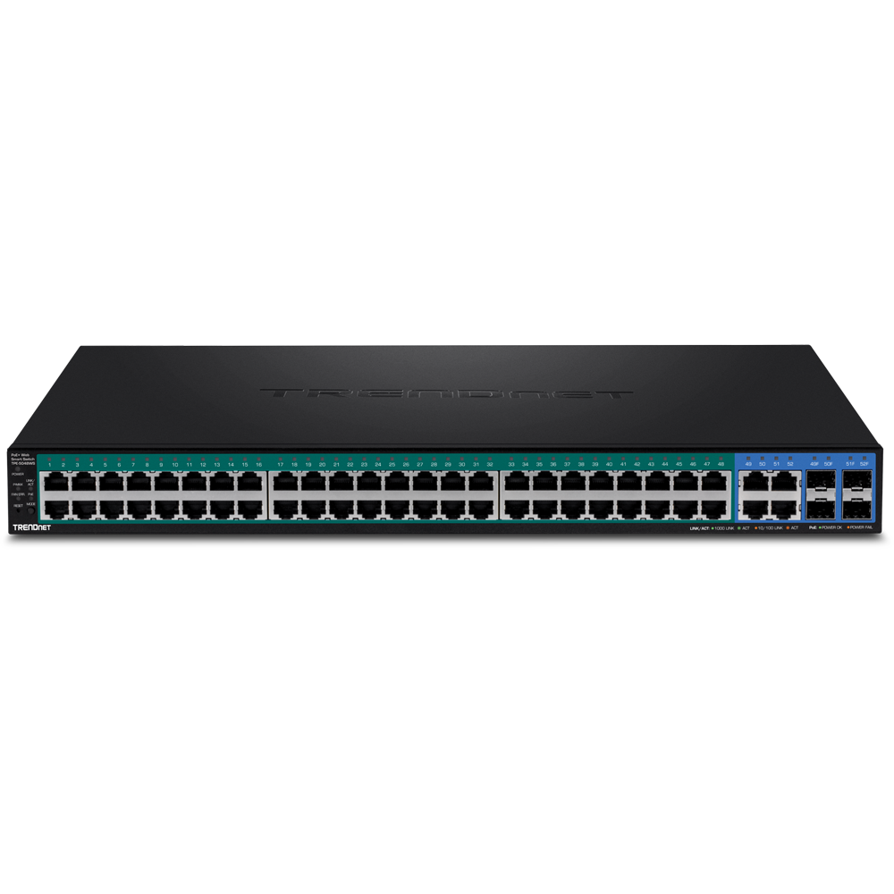 Trendnet 52-Port Gigabit Web Smart Poe+ Switch (740W), Limited Lifetime Warranty - TPE-5048WS