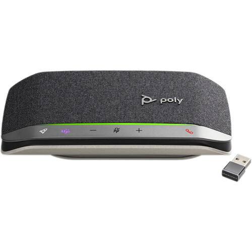 Poly Sync 20 Portable Speakerphone for Microsoft Teams, USB-A, Bluetooth for Smartphone, Microphone, Battery Black, Silver - USB - Microphone - USB, Battery - Desktop - Black, Silver - 216866-01