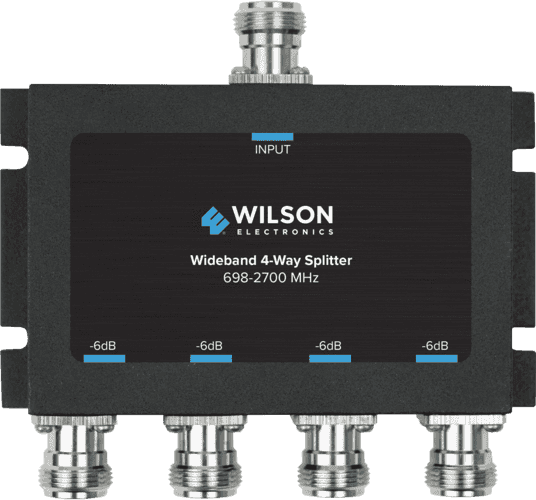 Wilson Cellular Signal Splitter  4 Way -6 dB w/N Female Connectors, 50 Ohm - 4-way, 1-way - 2.70 GHz - 700 MHz to 2.70 GHz - 859981 Wilson Cellular Signal Splitter  4 Way -6 dB w/N Female Connectors, 50 Ohm - 4-way, 1-way - 2.70 GHz - 700 MHz to 2.70 GHz - 859981