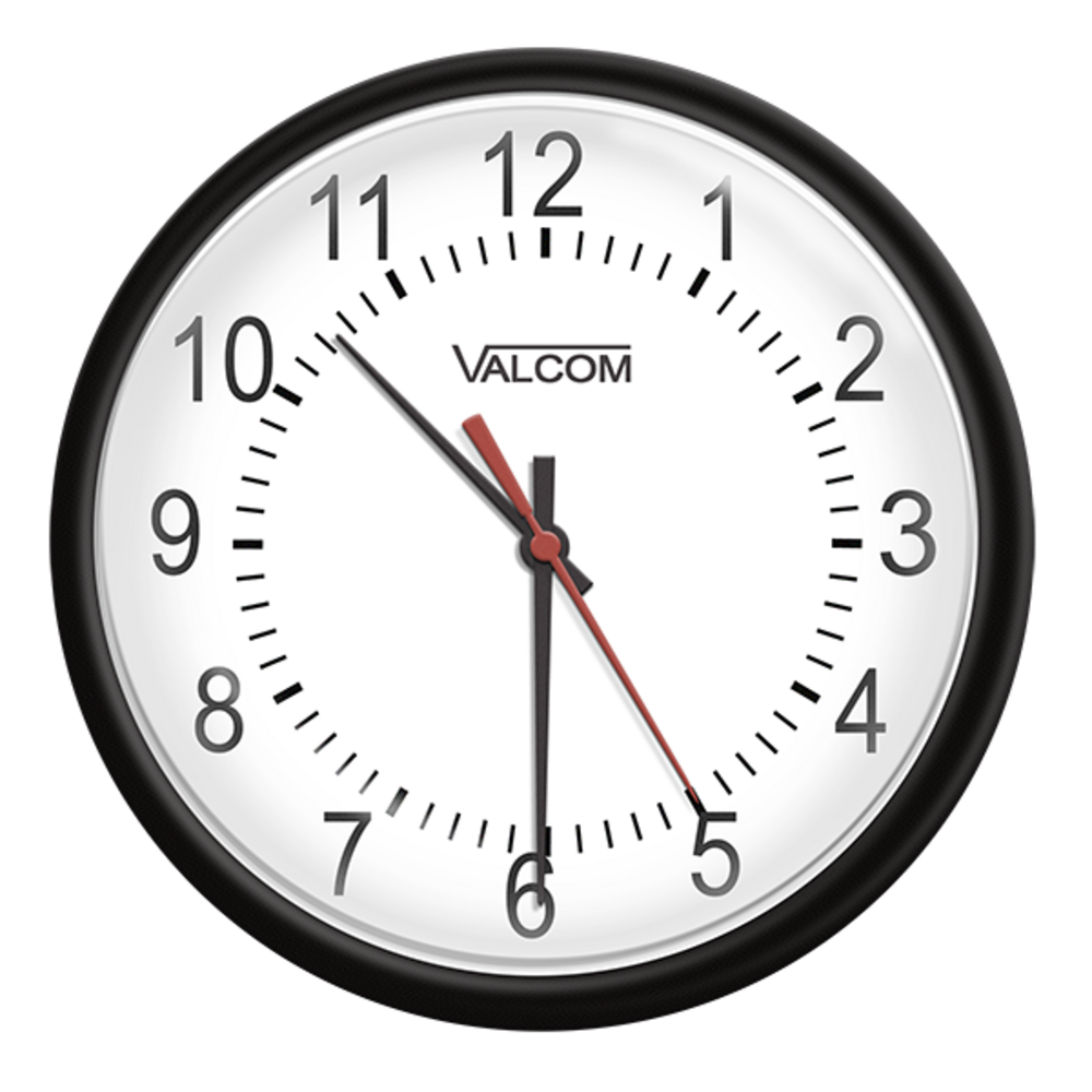 Valcom 16 Round Wireless Clock, Black, Surface Mount, Battery Operated - V-Aw16B