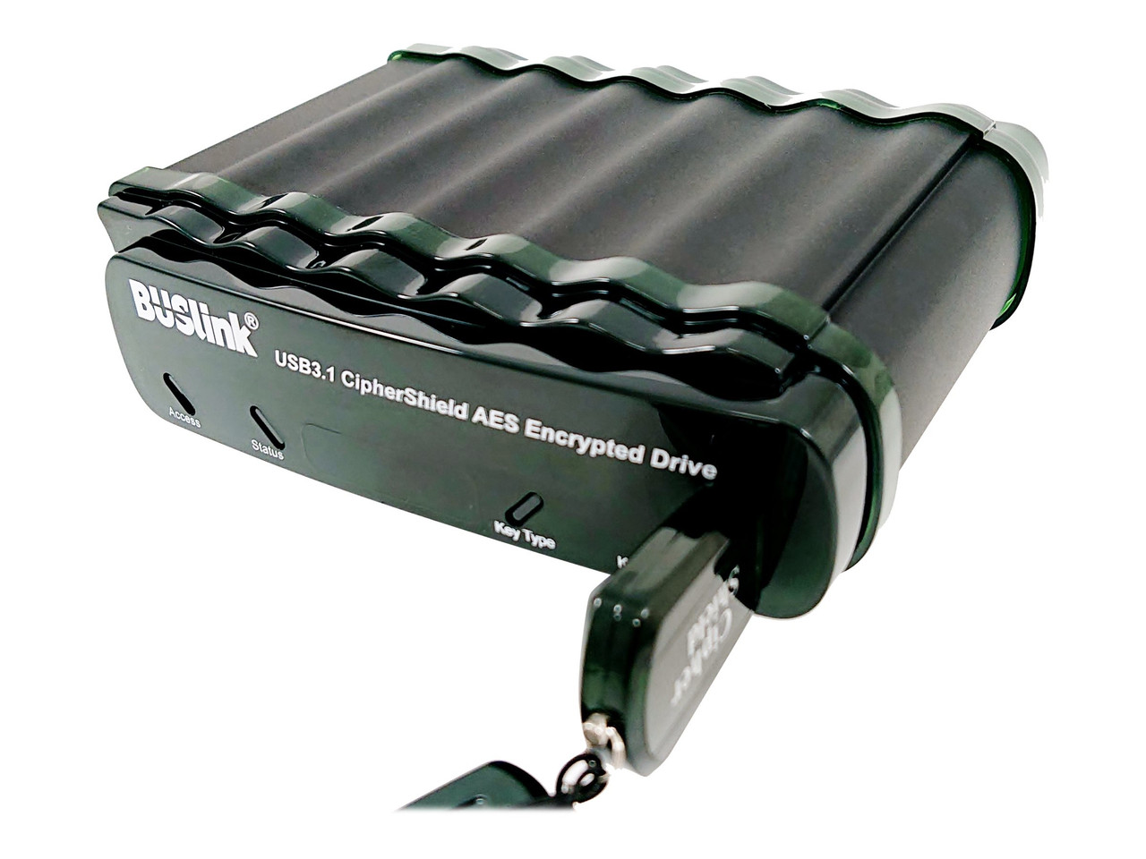 Global Silicon Buslink 4TB CipherShield 2.5in Type-C USB-Powered FIPS 140-2 HIPAA 256-bit AES USB 3.1 Gen 2/eSATA Encrypted Portable SSD for PC/Mac Windows/MacOS/Linux with metal alloy case - CDSE-4TSDG2C