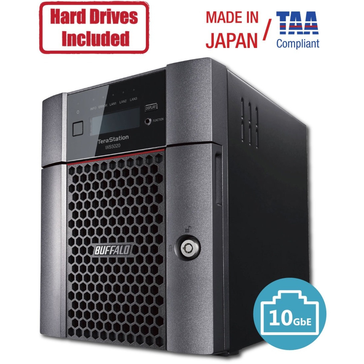 Buffalo TeraStation 5420DN Windows Server IoT 2019 Standard 8TB 4 Bay Desktop (4x2TB) NAS Hard Drives Included RAID iSCSI - WS5420DN08S9