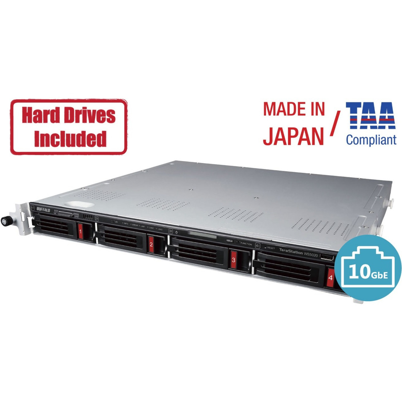 Buffalo TeraStation 5420RN Windows Server IoT 2019 Standard 32TB 4 Bay Rackmount (4x8TB) NAS Hard Drives Included RAID iSCSI - WS5420RN32S9