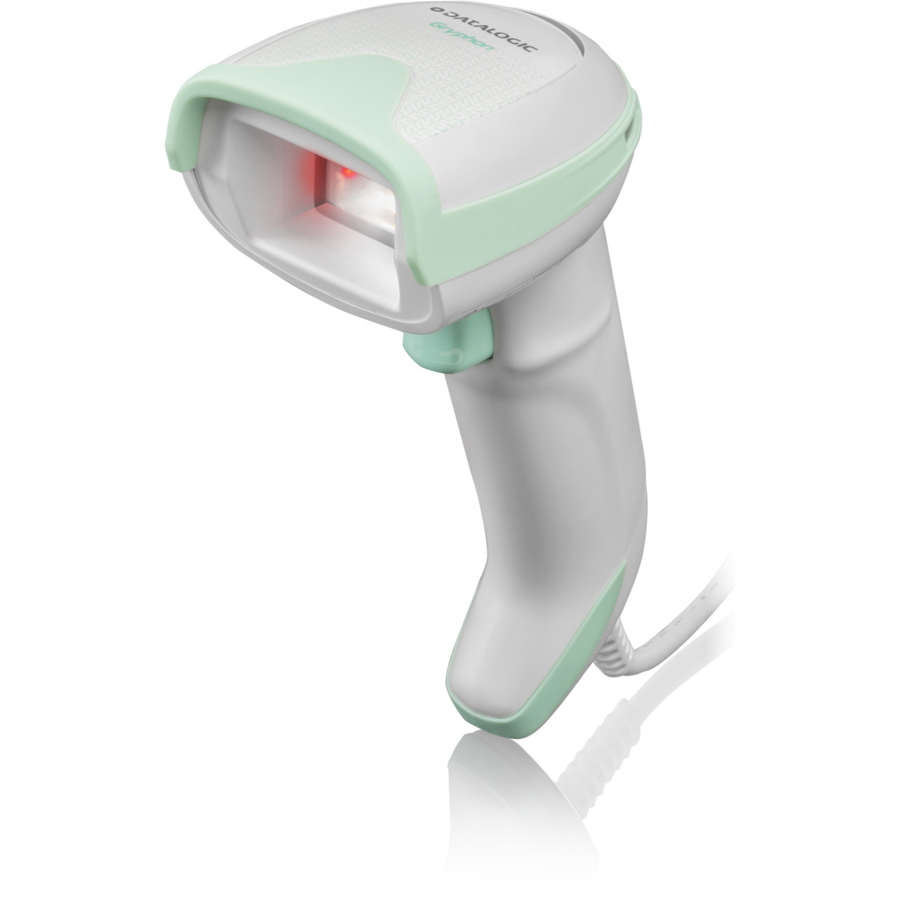 Datalogic Gryphon GD4520 Handheld Barcode Scanner Kit - Cable Connectivity - 27.95" Scan Distance - 1D, 2D - Imager - USB - White, Green - IP52 - USB - Industrial, Retail, Healthcare, Transportation - GD4520-HCK1