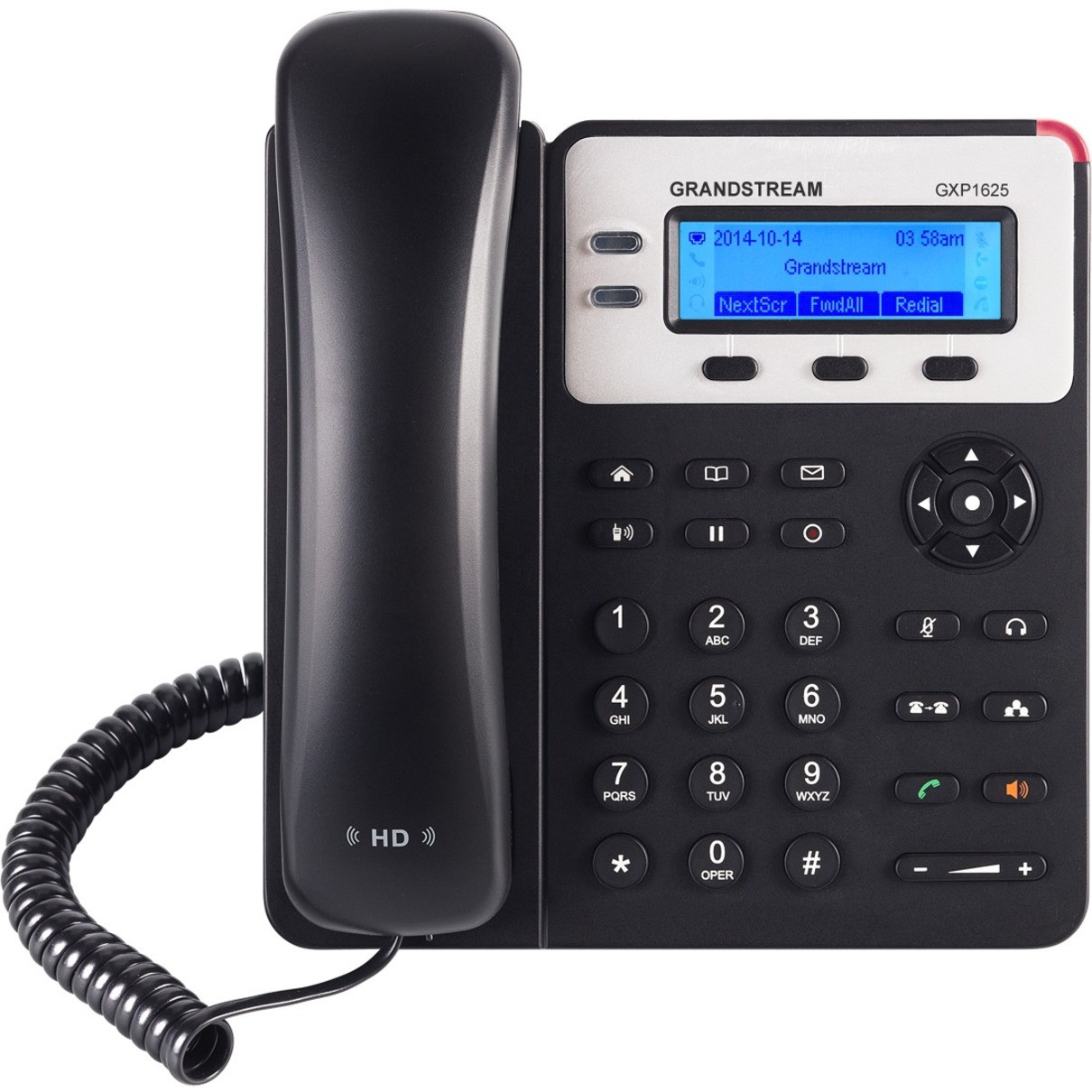 Grandstream GXP1625 IP Phone - Corded - Wall Mountable - Black - 2 x Total Line - VoIP - 2 x Network (RJ-45) - PoE Ports - GXP1625