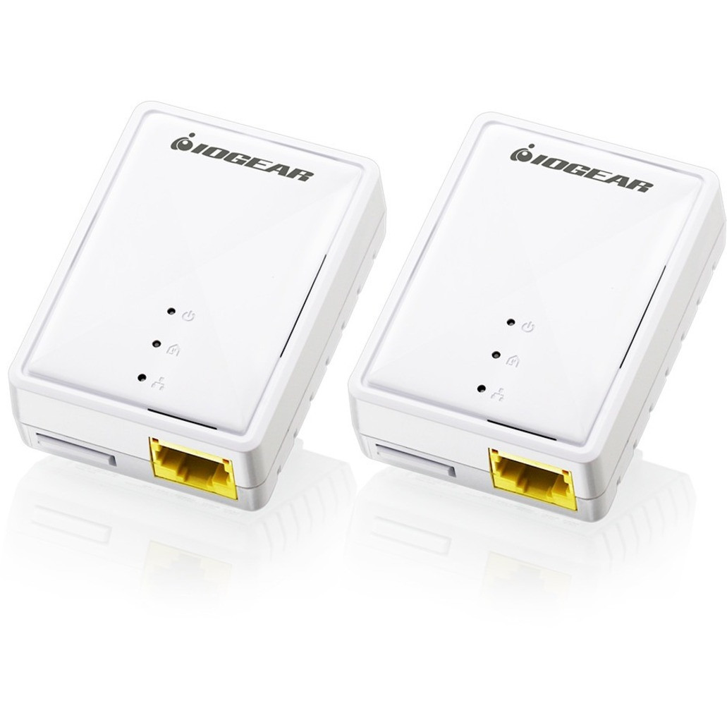 IOGEAR Powerline Nano Ethernet Bridge Kit - 2 - 1 x Network (RJ-45) - 200 Mbit/s Powerline - 984.25 ft Distance Supported - HomePlug AV - Fast Ethernet - GPLB200K