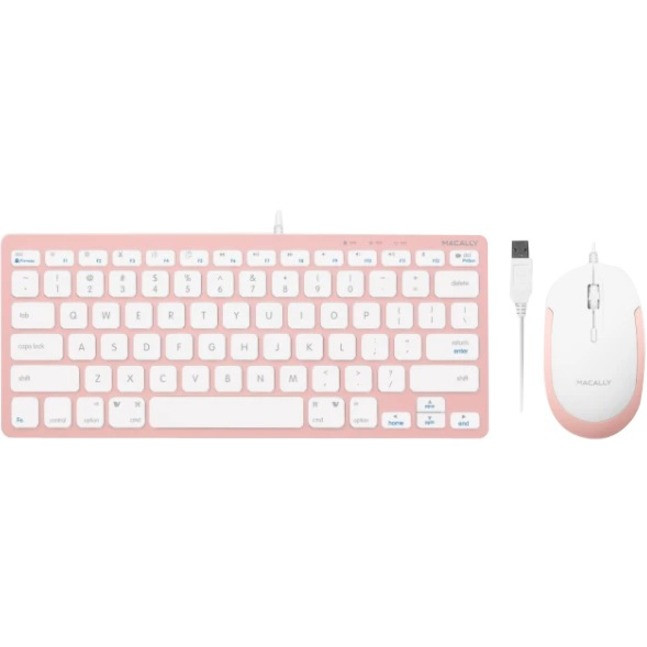 Macally Compact Aluminum USB Keyboard and Quiet Click Mouse - SLIMKEYCCBP