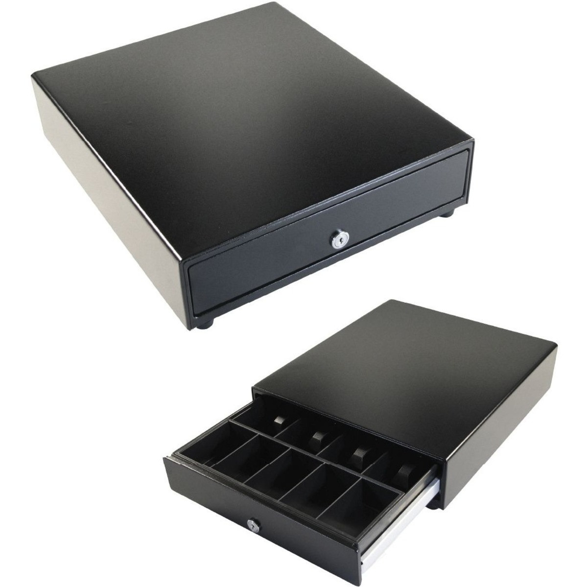 apg Standard- Duty 13.8" Point of Sale Cash Drawer | Vasario Series VP320-BL1416 | MultiPRO 320 Interface | Plastic Till with 4 Bill/ 5 Coin Compartments | Printer Driven |Black - VP320-BL1416
