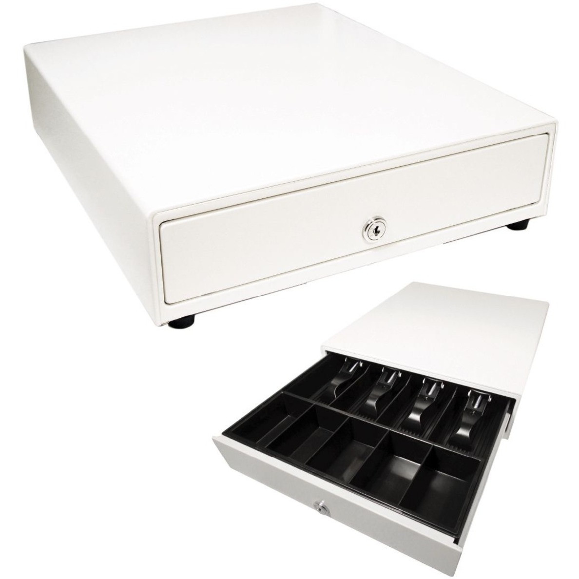 apg Standard- Duty 13.8" Point of Sale Cash Drawer | Vasario Series VP320-AW1416 | MultiPRO 320 Interface | Plastic Till with 4 Bill/ 5 Coin Compartments | Printer Driven |White - VP320-AW1416