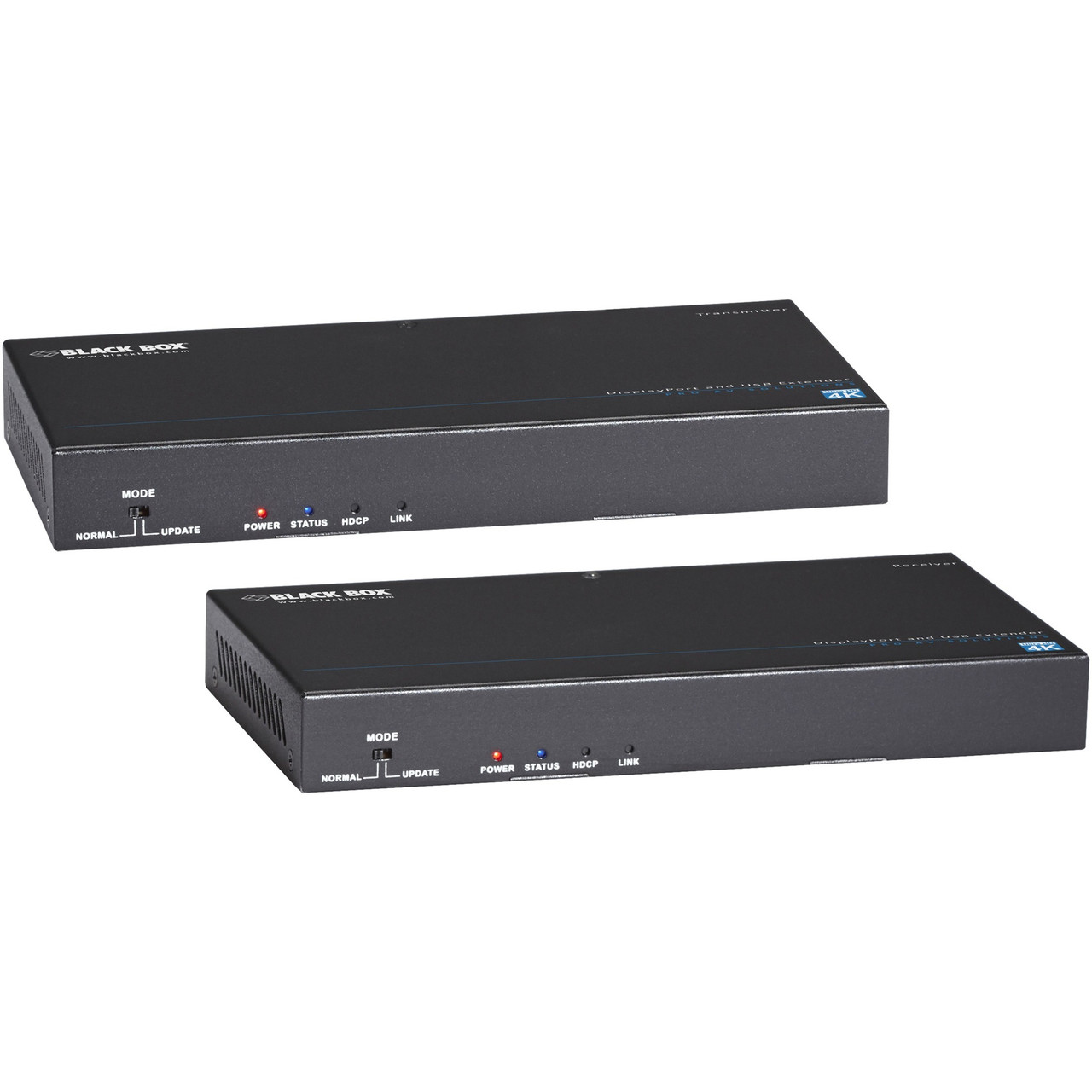 Blackbox Corporatio Blackbox 4K USB 2.0 RS-232 Audio Video Extender DisplayPort - 1 Input Device - 1 Output Device - 330 ft Range - 2 x Network (RJ-45) - 3 x USB - DisplayPort - 4K - 3840 x 2160 - Twisted Pair - Category 7 - UVX-DP-TP-100M