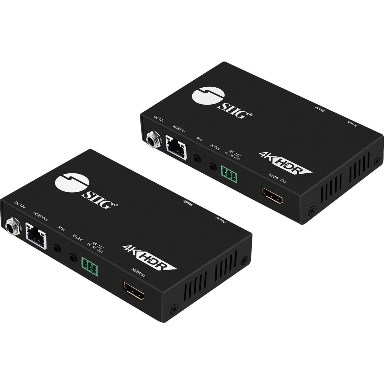 SIIG 4K HDR HDMI 2.0 HDBaseT Extender Over Single Cat5e/6 with RS-232 & IR - 60m - Bi-directional IR Sensors - TAA Compliant - CE-H23211-S1