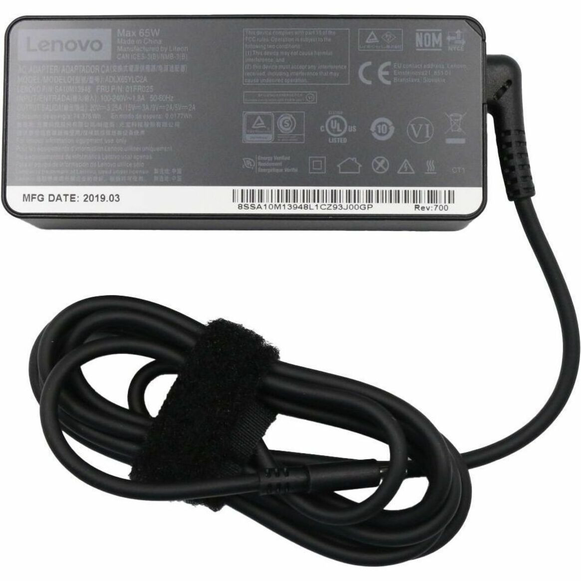 Lenovo 65W AC Power Adapter Charger (USB Type-C tip) - 01FR025