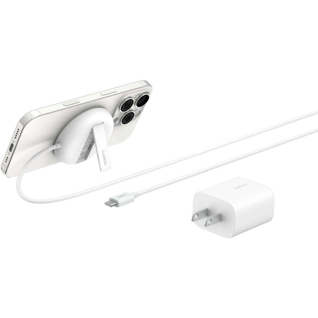 Belkin BoostCharge Pro Induction Charger - For Qi2-enabled Device, iPhone, AirPod, Smartphone, Earbud - Input connectors: USB - Fast Charging, Magnetic, Magnetic Alignment, Compact, MagSafe Technology - WIA011TTWH Belkin BoostCharge Pro Induction Charger - For Qi2-enabled Device, iPhone, AirPod, Smartphone, Earbud - Input connectors: USB - Fast Charging, Magnetic, Magnetic Alignment, Compact, MagSafe Technology - WIA011TTWH