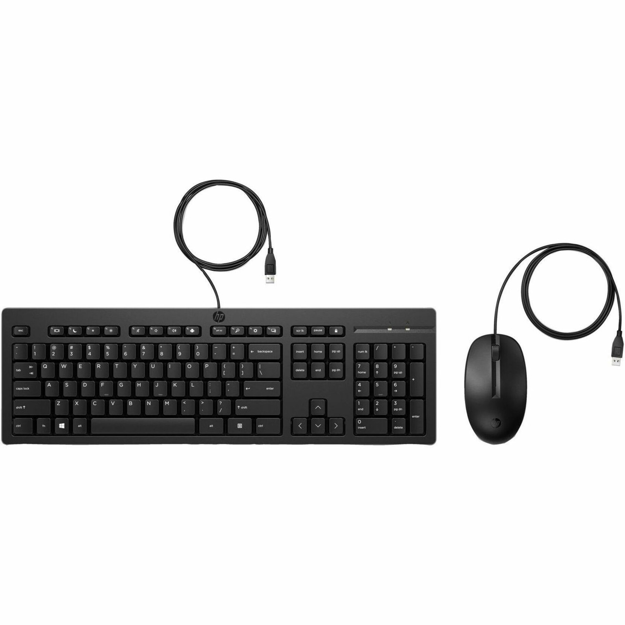 HP 225 Wired Mouse and Keyboard Combo - USB Type A Plunger Cable Keyboard - Black - USB Type A Cable Mouse - Red Tracking - 1200 dpi - 3 Button - Scroll Wheel - Black - CoPilot Hot Key(s) - Compatible with PC - AX2Y7AA