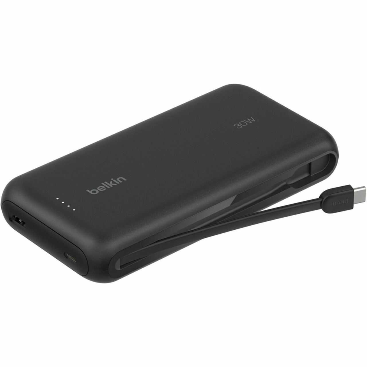 Belkin BoostCharge Power Bank 20K With Integrated Cable - For Smartphone, iPhone, Tablet PC, iPad mini, iPad, iPad Pro - 20000 mAh - USB Type-C Connector - 2 x USB - Black - BPB024fqBK