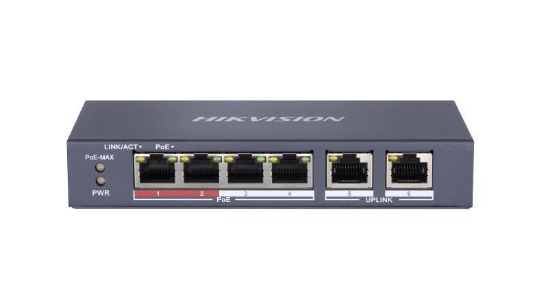 Hikvision 4 Port Fast Ethernet Unmanaged POE Switch - DS-3E0106P-E/M