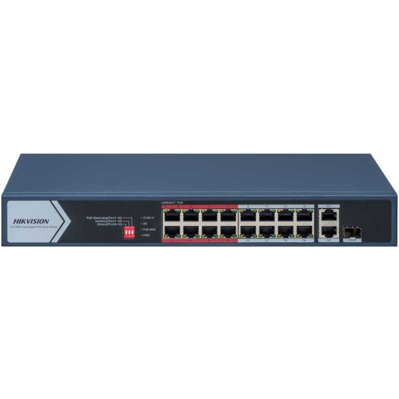 Hikvision 16 Port Fast Ethernet Unmanaged POE Switch -DS-3E0318P-E/M(C)