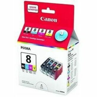 Canon CLI-8 Inkjet Ink Cartridge - Value Pack - Black, Yellow, Cyan, Magenta - 4 Pack - 0620B036