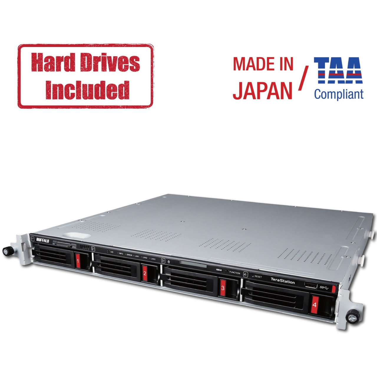 Buffalo Americas Buffalo TeraStation 5410RN Rackmount 24TB NAS Hard Drives Included - Annapurna Labs Alpine AL-314 Quad-core (4 Core) 1.70 GHz - 4 x HDD Installed - 24 TB Installed HDD Capacity - TS5410RN2404