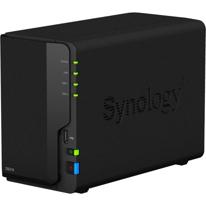 Synology DiskStation DS218 SAN/NAS Storage System - Realtek RTD1296 Quad-core (4 Core) 1.40 GHz - 2 x HDD Supported - 24 TB Supported HDD Capacity - 2 x SSD Supported - 2 GB RAM DDR4 SDRAM - Serial ATA Controller - DS218