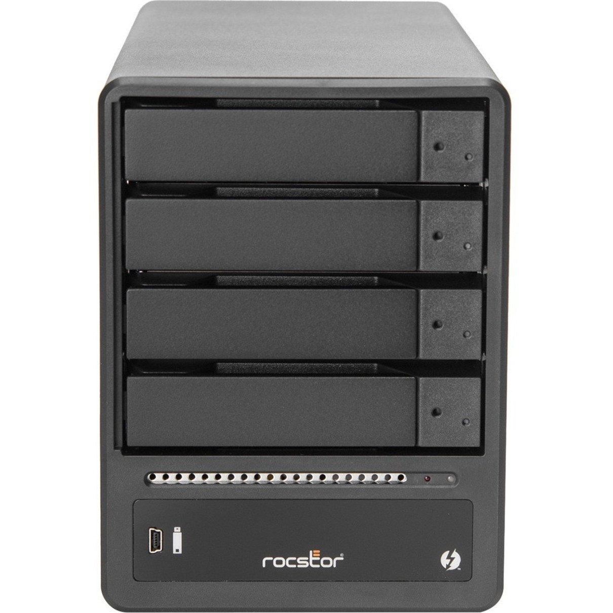 Rocstor ET34 DAS Storage System - 4 x HDD Supported - 0 x HDD Installed - 4 x SSD Supported - 4 TB Total Installed SSD Capacity - Serial ATA/600 Controller - RAID Supported 0, 1, 5, 10, JBOD - 4 x Total Bays - 4 x 2.5"/3.5" Bay - Desktop E66016-01