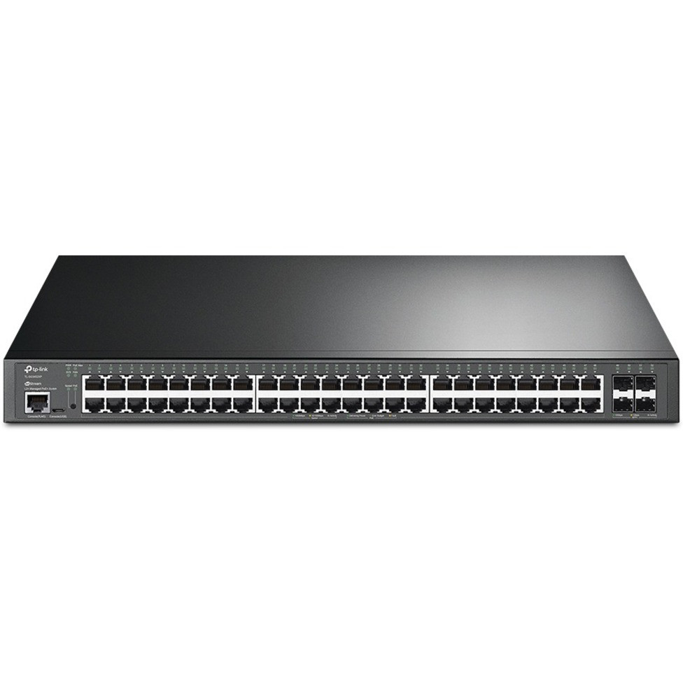 TP-Link TL-SG3452XP - JetStream TL-SG3452XP Ethernet Switch - 48 Ports - Manageable - Gigabit Ethernet, 10 Gigabit Ethernet - 1000Base-T, 10GBase-X - 3 Layer Supported - Modular - Power Supply - 49.19 W Power Consumption - TL-SG3452XP