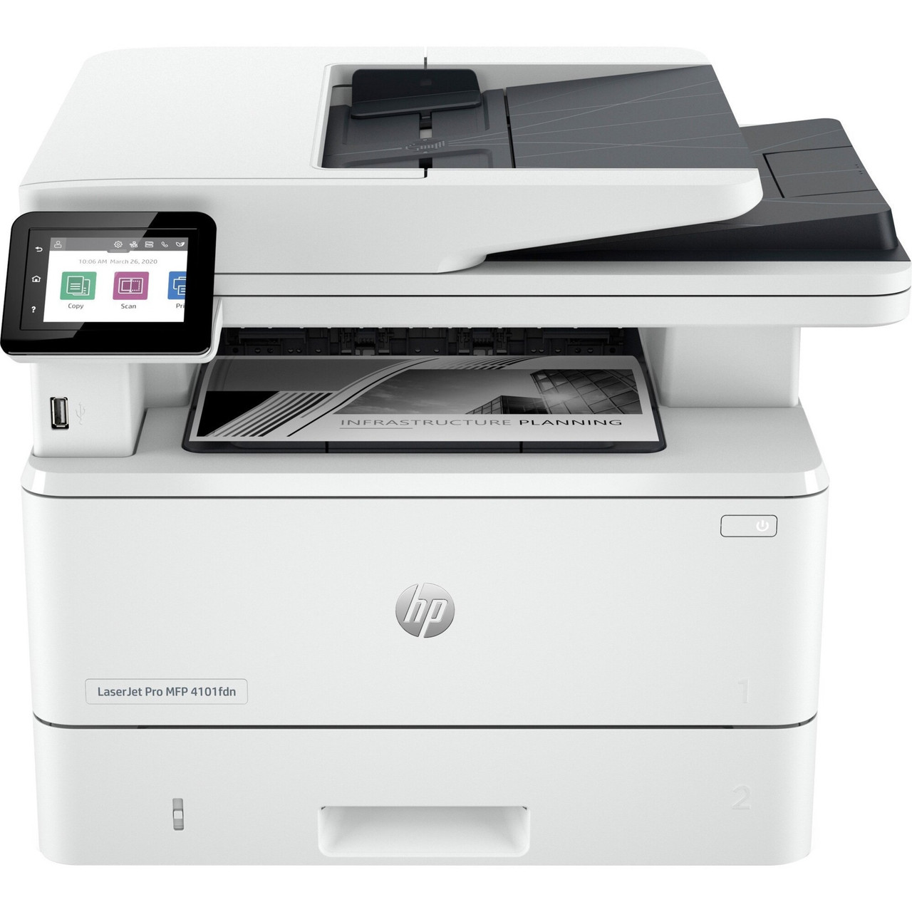 HP LaserJet Pro 4101fdn Wired Laser Multifunction Printer - Monochrome - Copier/Fax/Printer/Scanner - 1200 x 1200 dpi Print - Automatic Duplex Print - Up to 80000 Pages Monthly - Color Flatbed Scanner - 2Z618F#BGJ