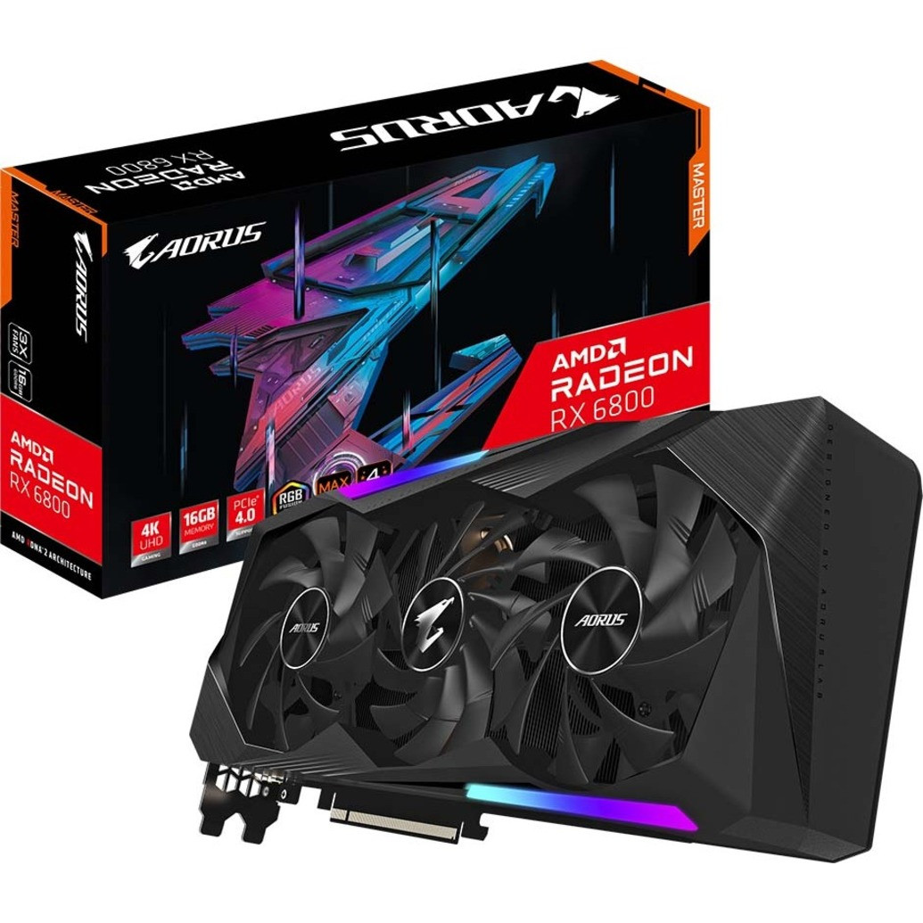 Aorus AMD Radeon RX 6800 Graphic Card - 16 GB GDDR6 - 1.98 GHz Game Clock - 2.19 GHz Boost Clock - 256 bit Bus Width - PCI Express 4.0 x16 - DisplayPort - HDMI -GV-R68AORUS M-16GD