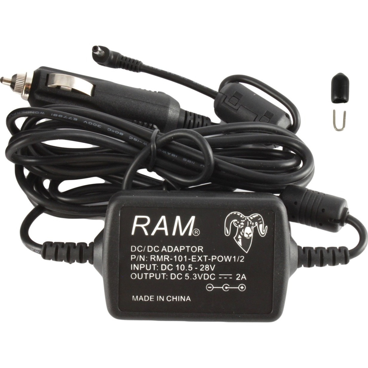 Ram Mounts 12-28V External Power Adapter - 1 Pack - 12 V DC, 24 V DC Input - 5.3 V DC/2 A Output - Black- RAM-EXT-POW2