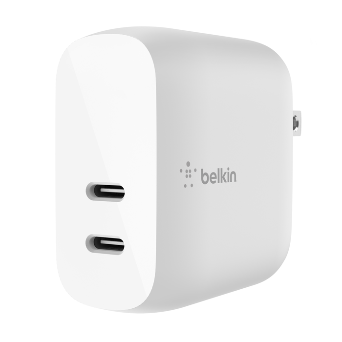 Belkin BOOST CHARGE Dual USB-C PD Wall Charger 40W + USB-C to Lightning Cable - WCB006DQ1MWH-B5 Belkin BOOST CHARGE Dual USB-C PD Wall Charger 40W + USB-C to Lightning Cable - WCB006DQ1MWH-B5