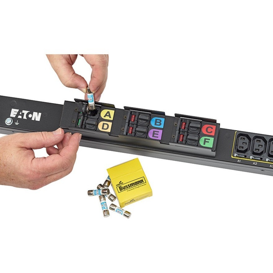 Eaton fuse disconnect rack PDU, L22-30P input, 17.3 kW max, 230/400V, 24A, 10 ft cord, Three-phase, Outlets: (24) C13 Outlet grip, (6) C19 Outlet grip - NEMA L22-30P - 24 x IEC 60320 C13, 6 x IEC 60320 C19 - 17.30 kW - Network (RJ-45) - EMI351-10 Eaton fuse disconnect rack PDU, L22-30P input, 17.3 kW max, 230/400V, 24A, 10 ft cord, Three-phase, Outlets: (24) C13 Outlet grip, (6) C19 Outlet grip - NEMA L22-30P - 24 x IEC 60320 C13, 6 x IEC 60320 C19 - 17.30 kW - Network (RJ-45) - EMI351-10