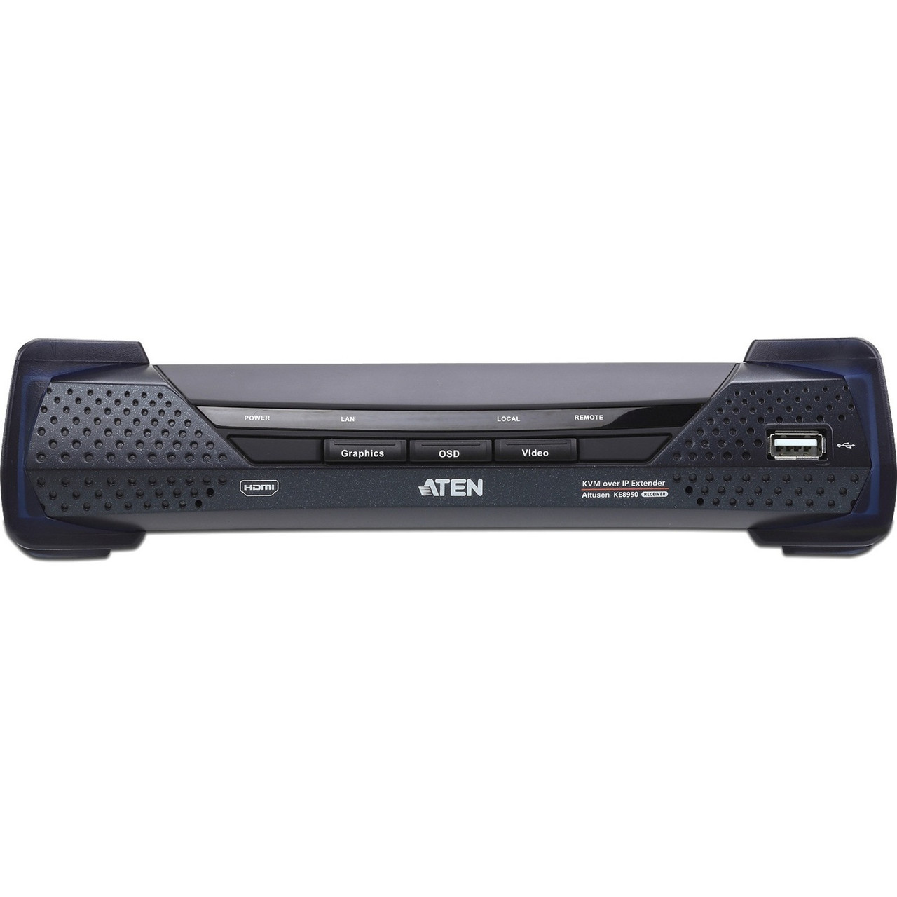 Aten 4K HDMI Single Display KVM over IP Receiver-TAA Compliant - 1 Computer(s) - 4K - 3840 x 2160 Maximum Video Resolution - 2 x Network (RJ-45) - 4 x USB - 1 x HDMI - 5 V DC Input Voltage - Rack-mountable - KE8950R