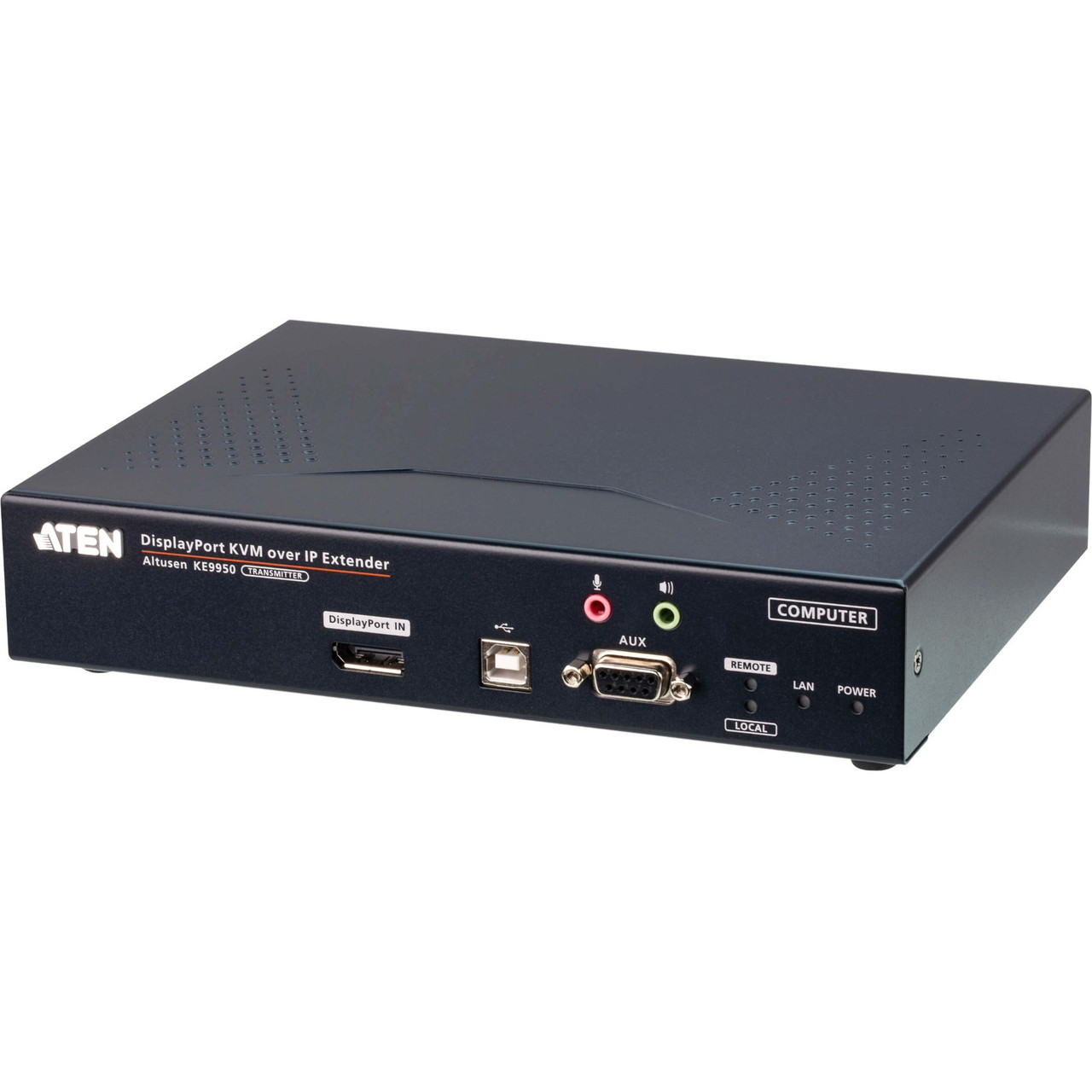 Aten 4K DisplayPort Single Display KVM over IP Transmitter - 32808.40 ft Range - 4K - 3840 x 2160 Maximum Video Resolution - 1 x Network (RJ-45) - 2 x USB - DisplayPort - 5 V DC Input Voltage - Desktop, Wall Mountable, Rack-mountable - 0U - KE9950T