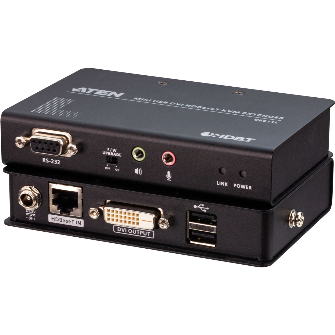 Aten Mini USB DVI HDBaseT KVM Extender (1920 x 1200@100m) - 1 Local User(s) - 1 Remote User(s) - 328.08 ft Range - 1920 x 1200 Maximum Video Resolution - 2 x Network (RJ-45) - 3 - 2 x DVI - CE611