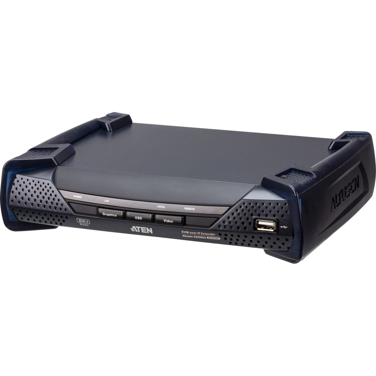 Aten DVI-I Dual Display KVM over IP Receiver - 2 Computer(s) - WUXGA - 1920 x 1200 Maximum Video Resolution - 1 x Network (RJ-45) - 4 x USB - 2 x DVI - Desktop, Rack-mountable - KE6940AR