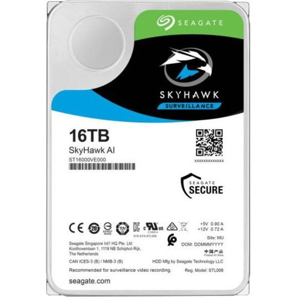 Seagate Skyhawk Ai St16000Ve000 16 Tb Hard Drive - 3.5" Internal - Sata (Sata/600) - Video Surveillance System, Network Video Recorder Device Supported - 7200Rpm - 20 Pack - ST16000VE000-20PK Seagate Skyhawk Ai St16000Ve000 16 Tb Hard Drive - 3.5" Internal - Sata (Sata/600) - Video Surveillance System, Network Video Recorder Device Supported - 7200Rpm - 20 Pack - ST16000VE000-20PK
