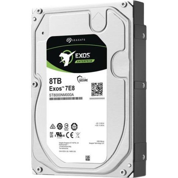 Seagate Exos 7E8 ST8000NM008A 8 TB Hard Drive - Internal - SATA (SATA/600) - Video Surveillance System Device Supported - 7200rpm - 5 Year Warranty
