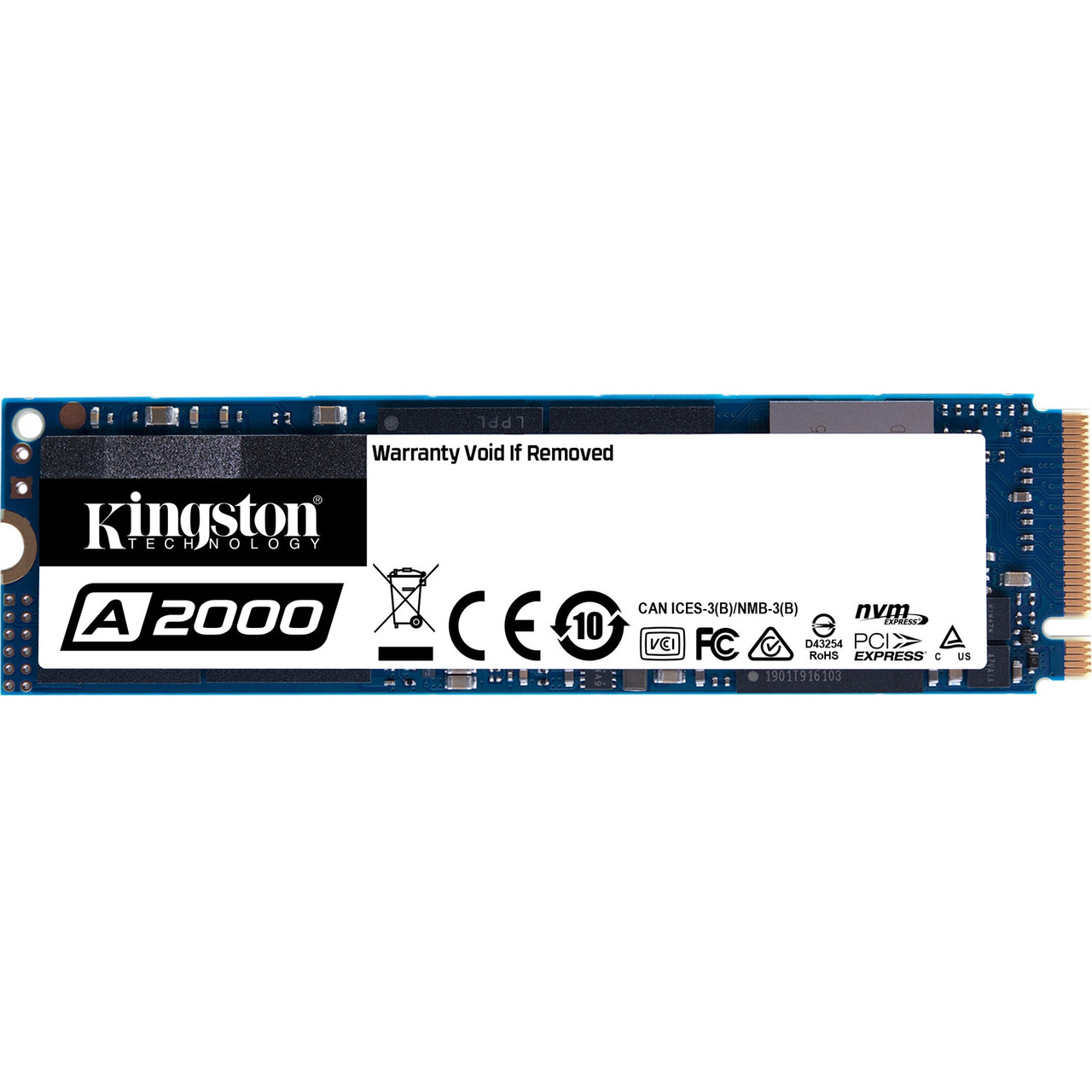 Kingston A2000 1 TB Solid State Drive - M.2 2280 Internal - PCI Express (PCI Express 3.0 x4) - Notebook, Desktop PC Device Supported - 600 TB TBW - 2200 MB/s Maximum Read Transfer Rate - 256-bit Encryption Standard - SA2000M8/1000GBK