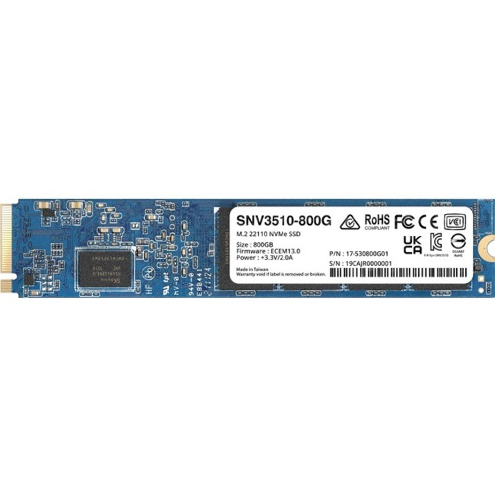 Synology SNV3000 SNV3510-800G 800 GB Solid State Drive - M.2 22110 Internal - PCI Express NVMe (PCI Express NVMe 3.0 x4) - 1022 TB TBW - 3100 MB/s Maximum Read Transfer Rate SNV3510 800GB